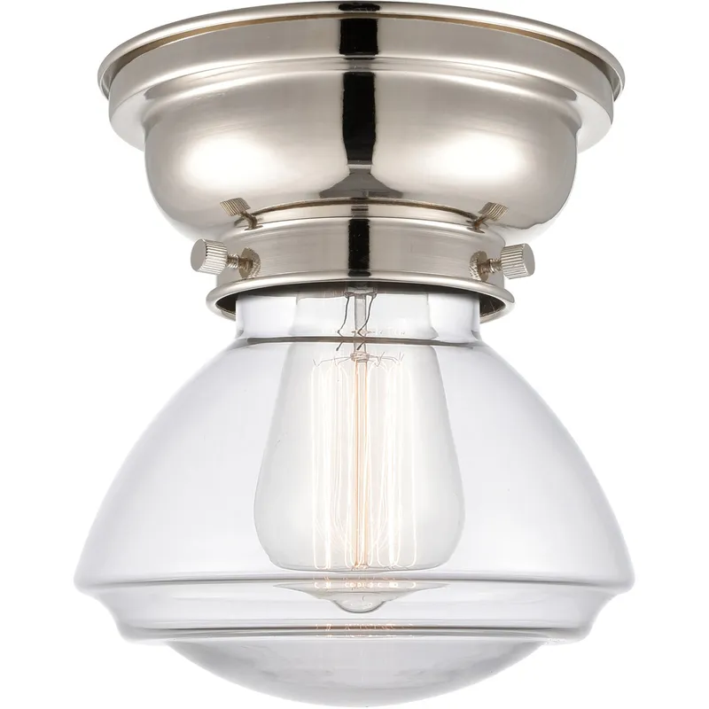 Aditi Olean 1 Light 7 inch Polished Nickel Flush Mount Ceiling Light in Clear Glass, Aditi