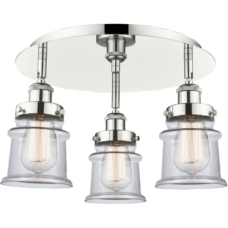 Canton 3 Light 17 inch Polished Nickel Flush Mount Ceiling Light in Clear