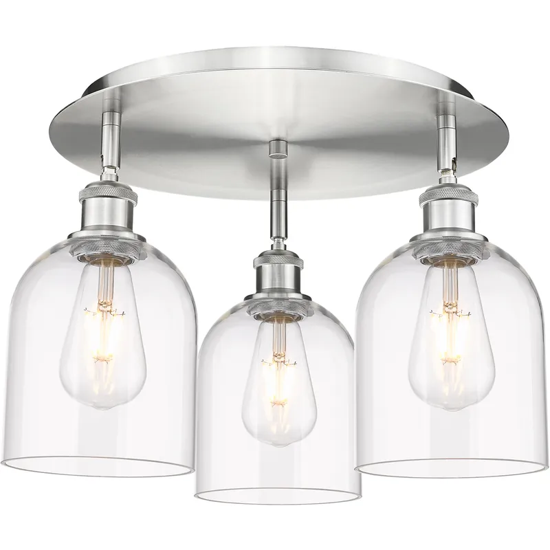 Ballston Bella 3 Light 17.25 inch Satin Nickel Flush Mount Ceiling Light