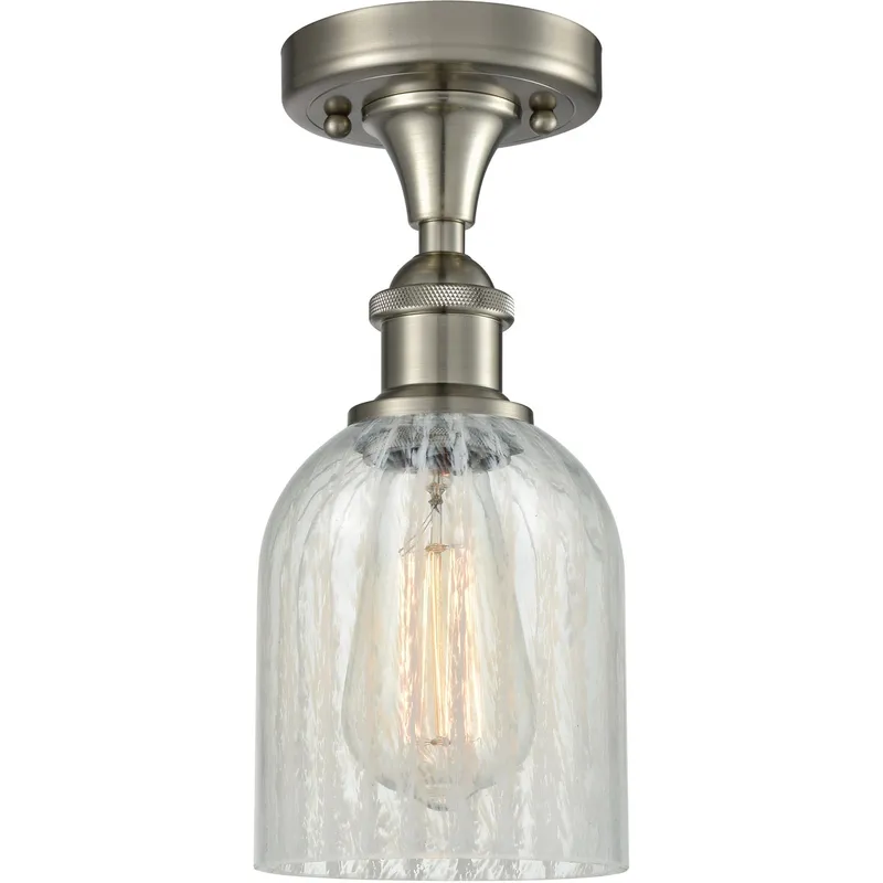 Ballston Caledonia LED 5 inch Brushed Satin Nickel Flush Mount Ceiling Light in Mouchette Glass, Ballston