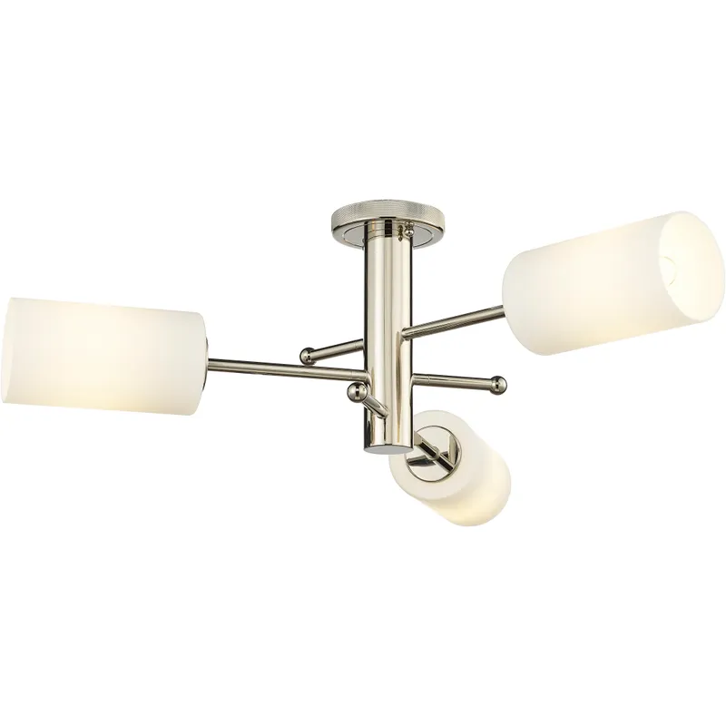 Crown Point 3 Light 29.38 inch Polished Nickel Flush Mount Ceiling Light in Matte White Glass