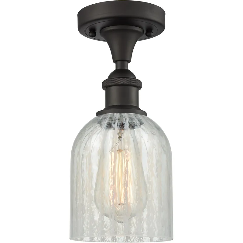 Ballston Caledonia LED 5 inch Oil Rubbed Bronze Semi-Flush Mount Ceiling Light in Mouchette Glass, Ballston