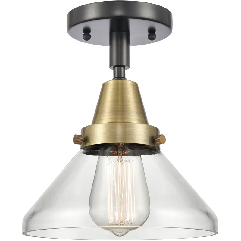 Franklin Restoration Caden LED 8 inch Black Antique Brass Flush Mount Ceiling Light in Clear Glass