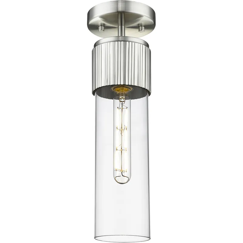Bolivar 1 Light 4 inch Satin Nickel Flush Mount Ceiling Light in Clear Glass