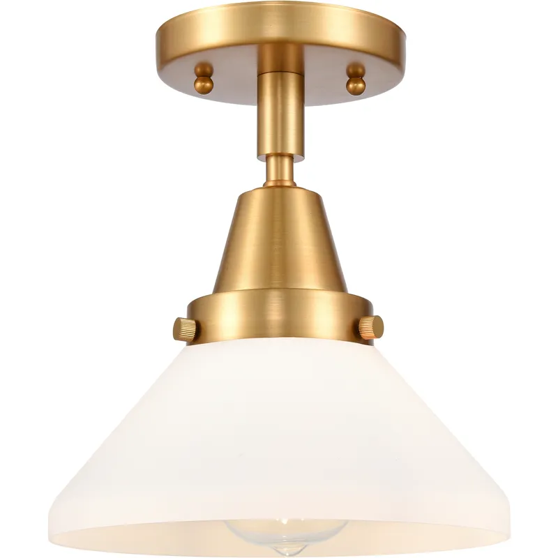 Franklin Restoration Caden LED 8 inch Satin Gold Flush Mount Ceiling Light in Matte White Glass