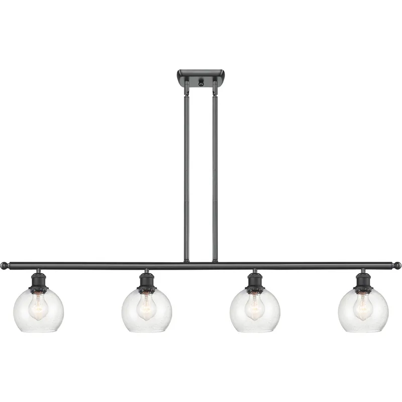 Ballston Athens LED 48 inch Matte Black Island Light Ceiling Light in Seedy Glass