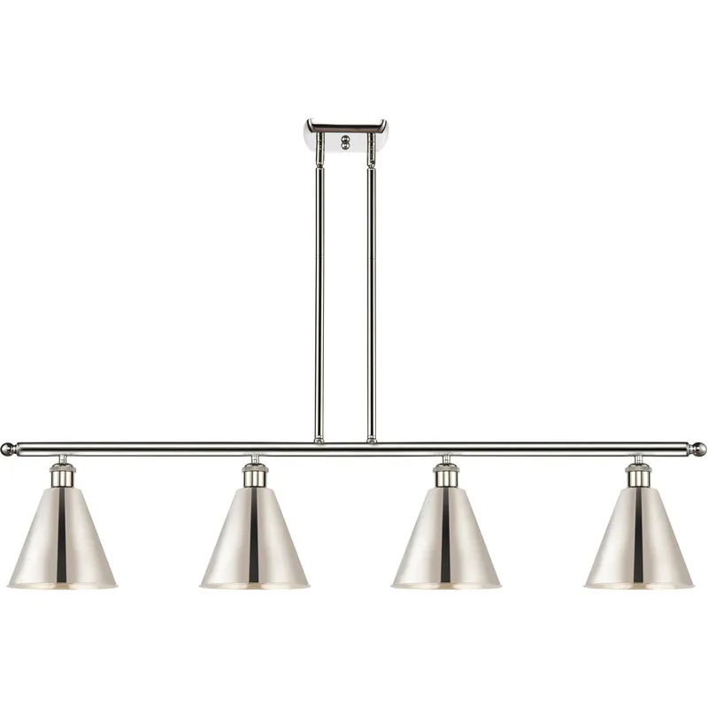 Ballston Cone 4 Light 48 inch Polished Nickel Island Light Ceiling Light