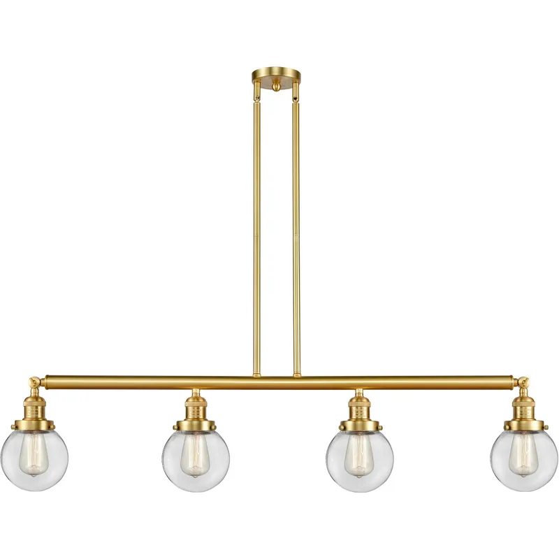 Franklin Restoration Beacon LED 50.63 inch Satin Gold Island Light Ceiling Light in Clear Glass, Franklin Restoration