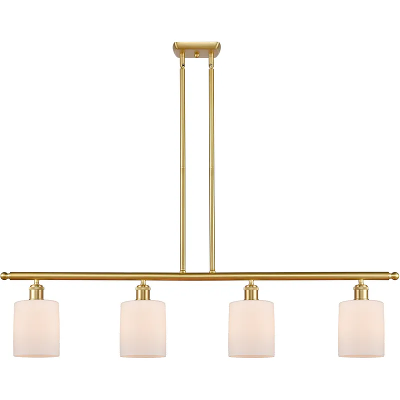 Ballston Cobbleskill LED 48 inch Satin Gold Island Light Ceiling Light in Matte White Glass, Ballston