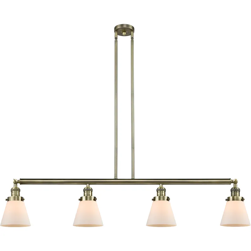 Franklin Restoration Small Cone LED 50.88 inch Antique Brass Island Light Ceiling Light in Matte White Glass, Franklin Restoration