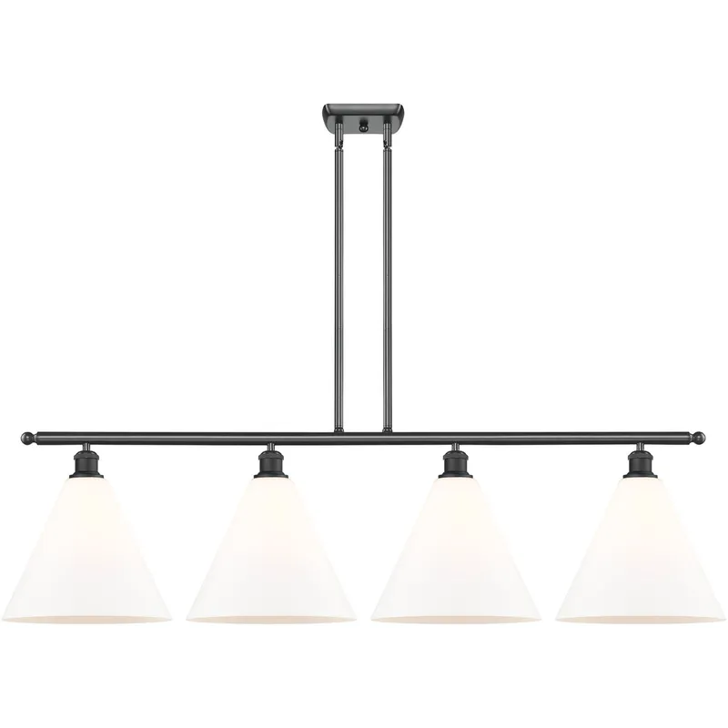 Ballston Ballston Cone LED 50.25 inch Matte Black Island Light Ceiling Light in Matte White Glass
