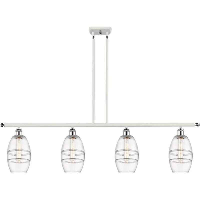 Ballston Vaz 4 Light 48 inch White Polished Chrome Stem Hung Island Light Ceiling Light