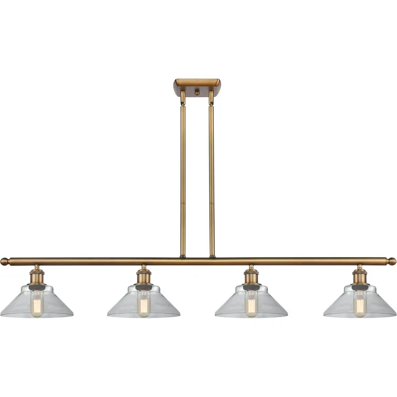 Ballston Orwell 4 Light 48 inch Brushed Brass Island Light Ceiling Light in Clear Glass, Ballston