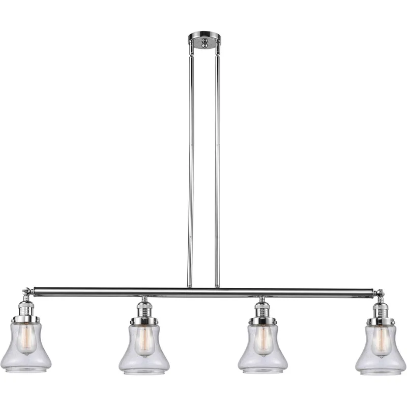 Franklin Restoration Bellmont 4 Light 50.88 inch Polished Chrome Island Light Ceiling Light in Seedy Glass, Franklin Restoration