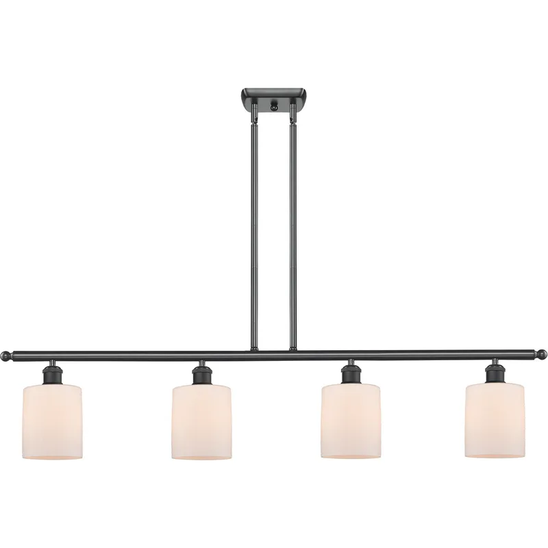 Ballston Cobbleskill LED 48 inch Matte Black Island Light Ceiling Light in Matte White Glass, Ballston