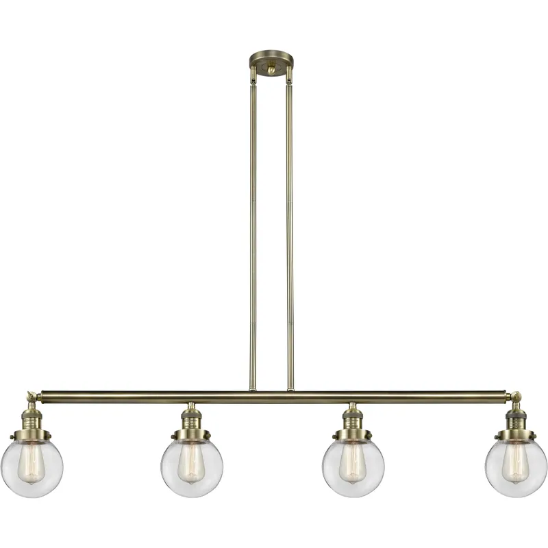 Franklin Restoration Beacon LED 50.63 inch Antique Brass Island Light Ceiling Light in Clear Glass, Franklin Restoration