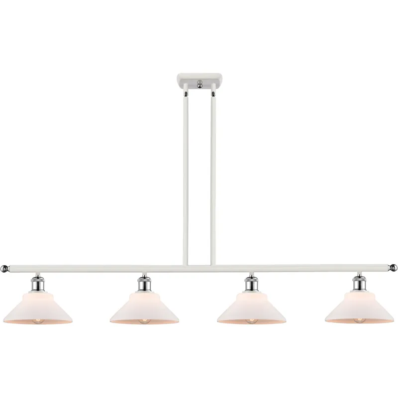 Ballston Orwell 4 Light 48 inch White and Polished Chrome Island Light Ceiling Light in Matte White Glass, Ballston