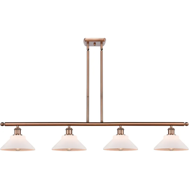 Ballston Orwell 4 Light 48 inch Antique Copper Island Light Ceiling Light in Matte White Glass, Ballston