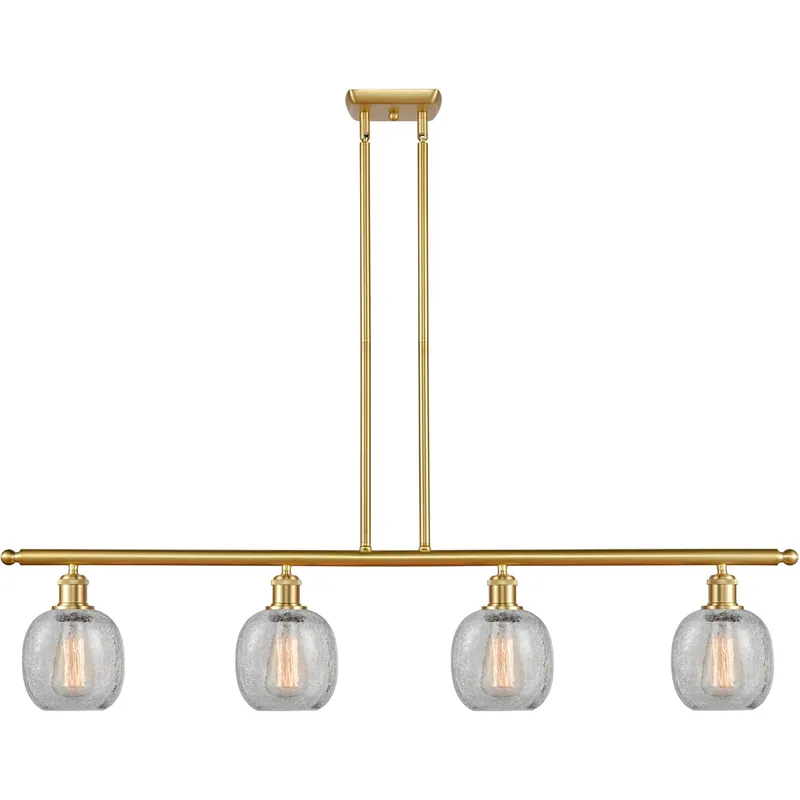 Ballston Belfast 4 Light 48 inch Satin Gold Island Light Ceiling Light in Clear Crackle Glass, Ballston