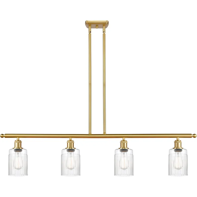 Ballston Hadley LED 48 inch Satin Gold Island Light Ceiling Light in Clear Glass, Ballston