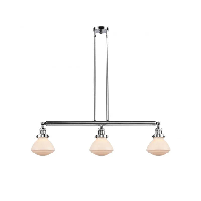 Franklin Restoration Olean LED 39 inch Polished Chrome Island Light Ceiling Light in Matte White Glass, Franklin Restoration