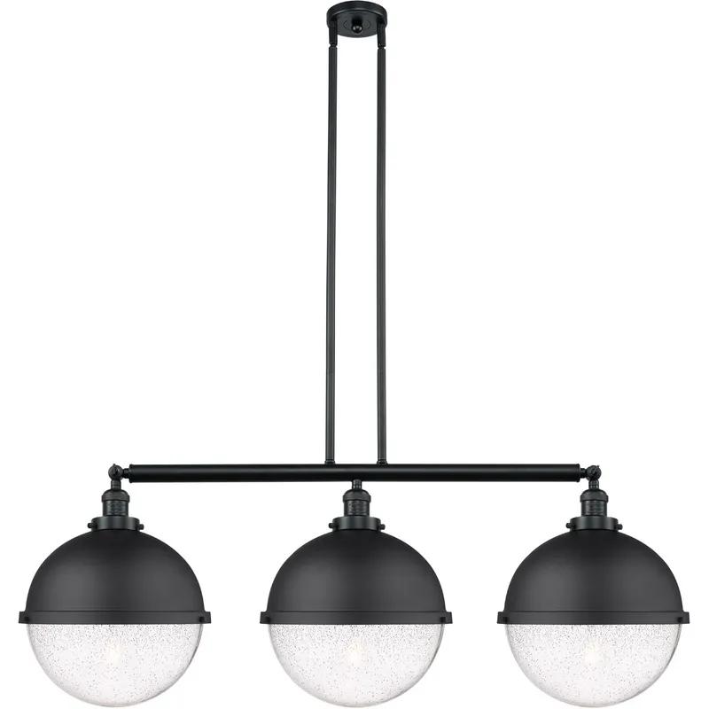 Franklin Restoration Hampden LED 45.38 inch Matte Black Island Light Ceiling Light in Seedy Glass