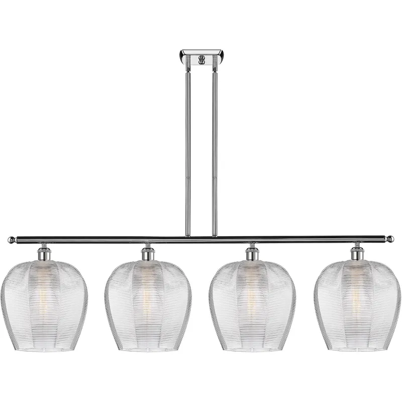 Ballston Norfolk 4 Light 50 inch Polished Chrome Island Light Ceiling Light in Clear Glass
