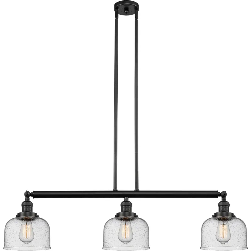 Franklin Restoration Large Bell LED 40.5 inch Oil Rubbed Bronze Island Light Ceiling Light in Seedy Glass, Franklin Restoration