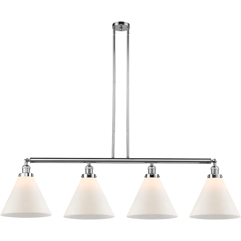 Franklin Restoration X-Large Cone LED 56 inch Polished Chrome Island Light Ceiling Light in Matte White Glass, Franklin Restoration