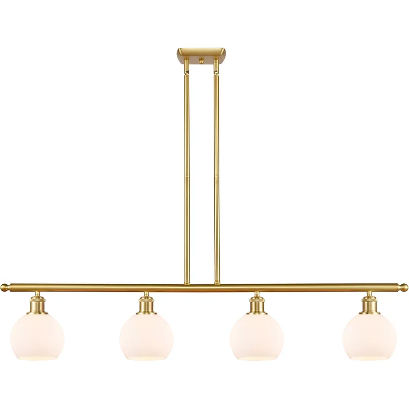 Ballston Athens LED 48 inch Satin Gold Island Light Ceiling Light in Matte White Glass