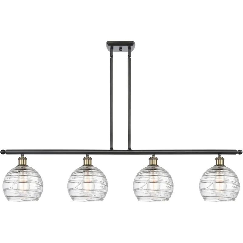 Ballston Deco Swirl LED 48 inch Black Antique Brass Island Light Ceiling Light, Ballston