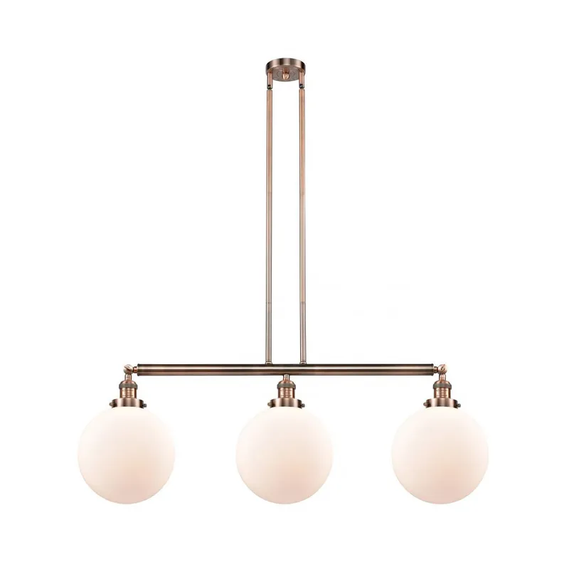 Franklin Restoration X-Large Beacon LED 42 inch Antique Copper Island Light Ceiling Light in Matte White Glass, Franklin Restoration