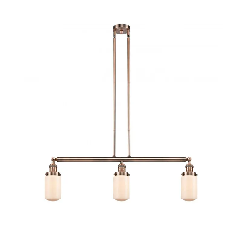 Franklin Restoration Dover 3 Light 37 inch Antique Copper Island Light Ceiling Light in Matte White Glass, Franklin Restoration