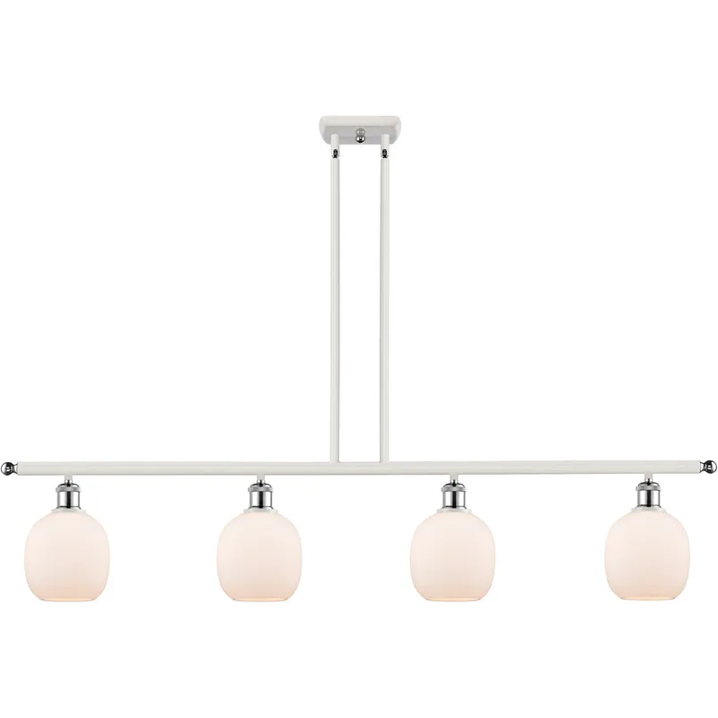 Ballston Belfast 4 Light 48 inch White and Polished Chrome Island Light Ceiling Light in Matte White Glass, Ballston