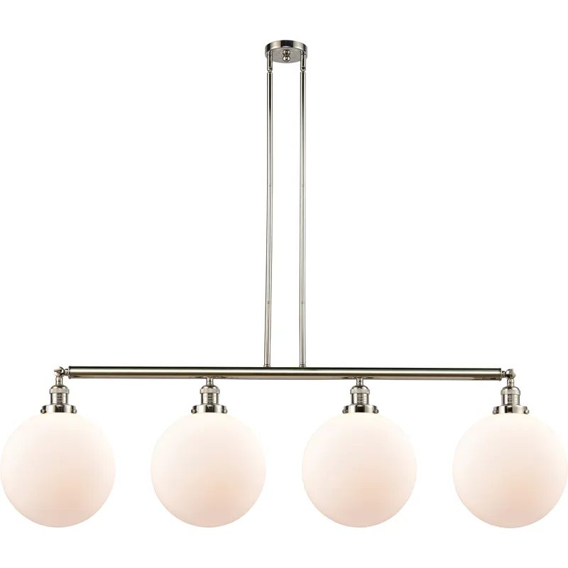 Franklin Restoration XX-Large Beacon LED 56 inch Polished Nickel Island Light Ceiling Light in Matte White Glass, Franklin Restoration