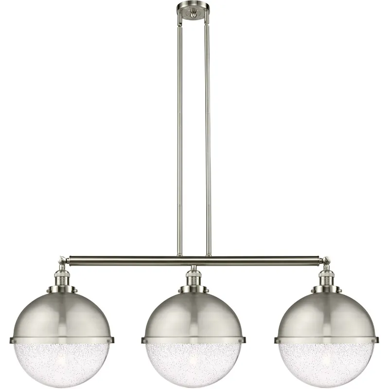 Franklin Restoration Hampden LED 45.38 inch Brushed Satin Nickel Island Light Ceiling Light in Seedy Glass
