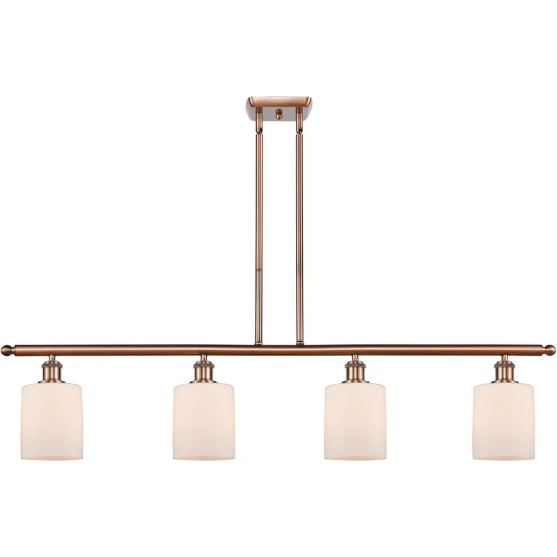 Ballston Cobbleskill LED 48 inch Antique Copper Island Light Ceiling Light in Matte White Glass, Ballston