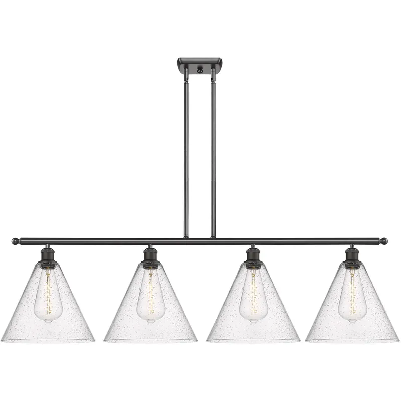 Ballston Ballston Cone LED 50.25 inch Oil Rubbed Bronze Island Light Ceiling Light in Seedy Glass