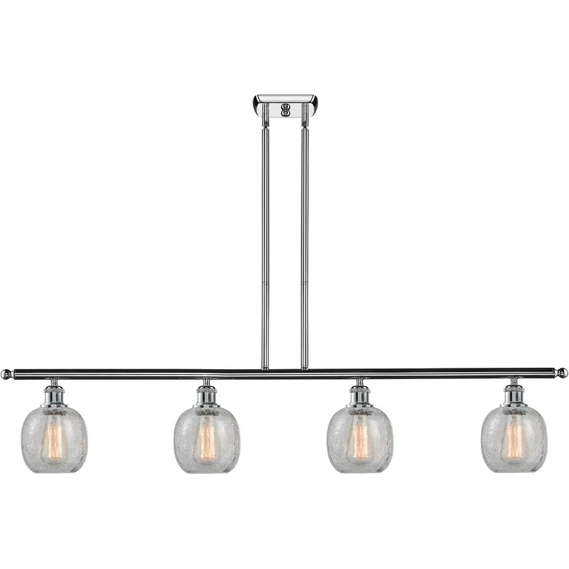 Ballston Belfast 4 Light 48 inch Polished Chrome Island Light Ceiling Light in Clear Crackle Glass, Ballston