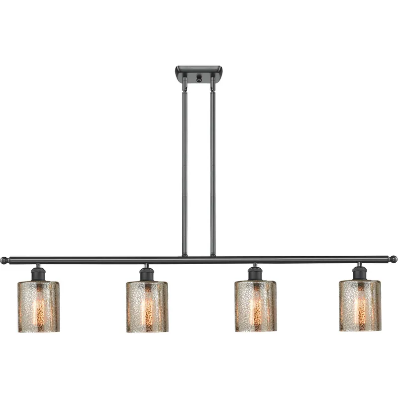 Ballston Cobbleskill LED 48 inch Matte Black Island Light Ceiling Light in Mercury Glass, Ballston