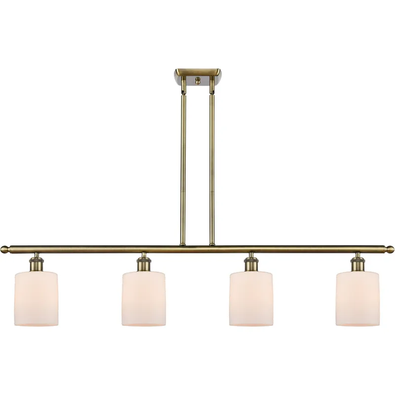 Ballston Cobbleskill LED 48 inch Antique Brass Island Light Ceiling Light in Matte White Glass, Ballston