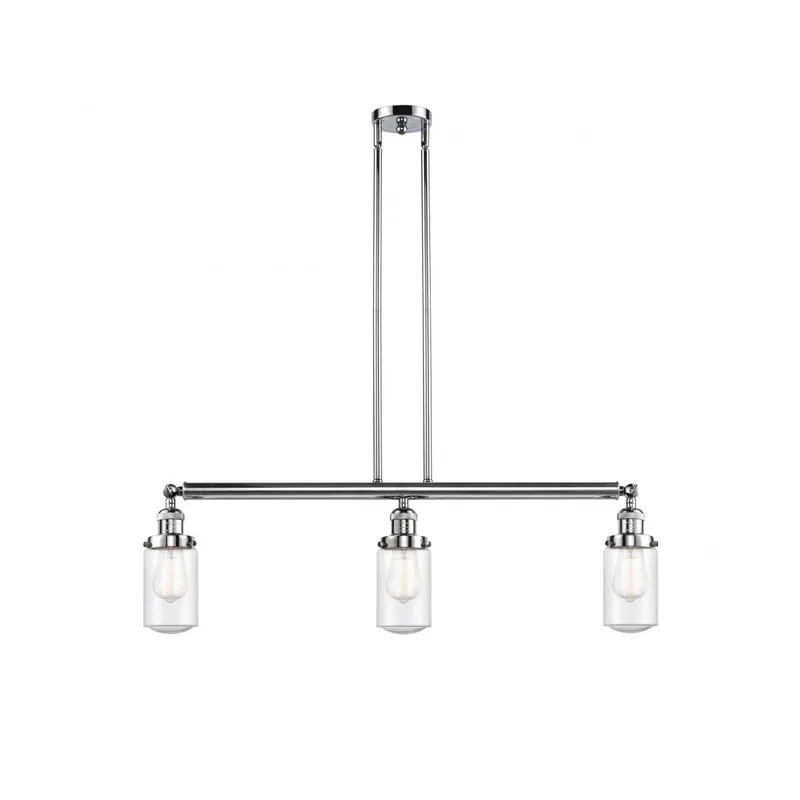 Franklin Restoration Dover 3 Light 37 inch Polished Chrome Island Light Ceiling Light in Seedy Glass, Franklin Restoration