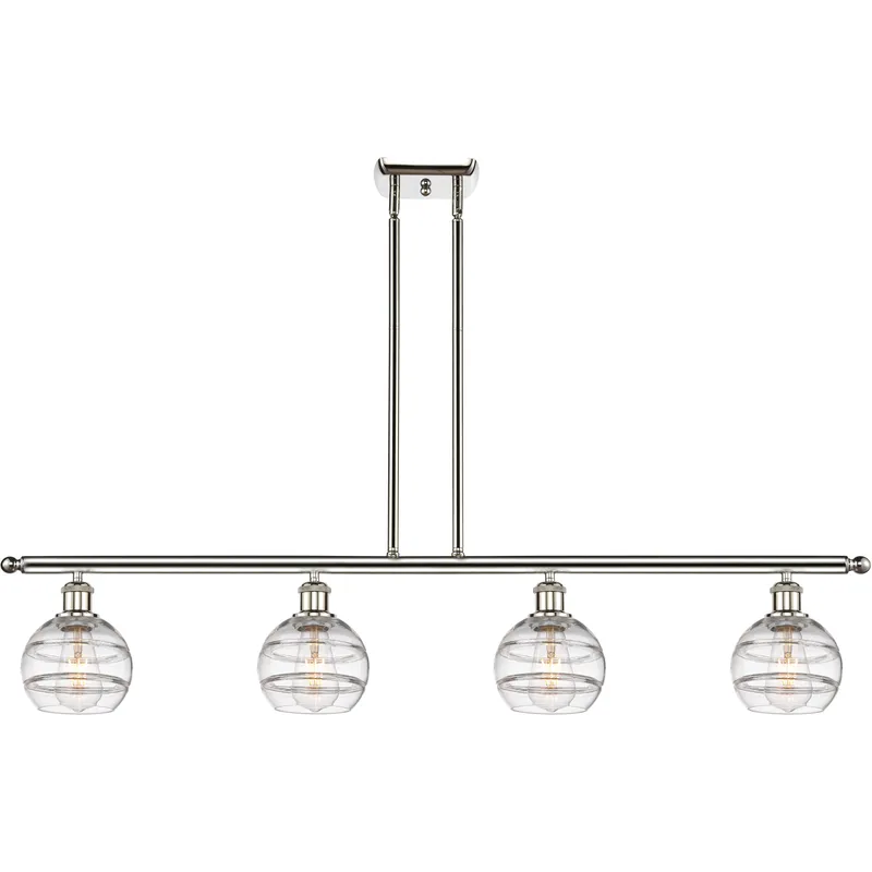 Ballston Rochester 4 Light 48 inch Polished Nickel Stem Hung Island Light Ceiling Light