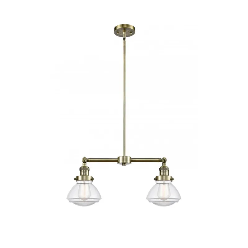 Franklin Restoration Olean 2 Light 22 inch Antique Brass Island Light Ceiling Light in Incandescent, Clear Glass, Franklin Restoration
