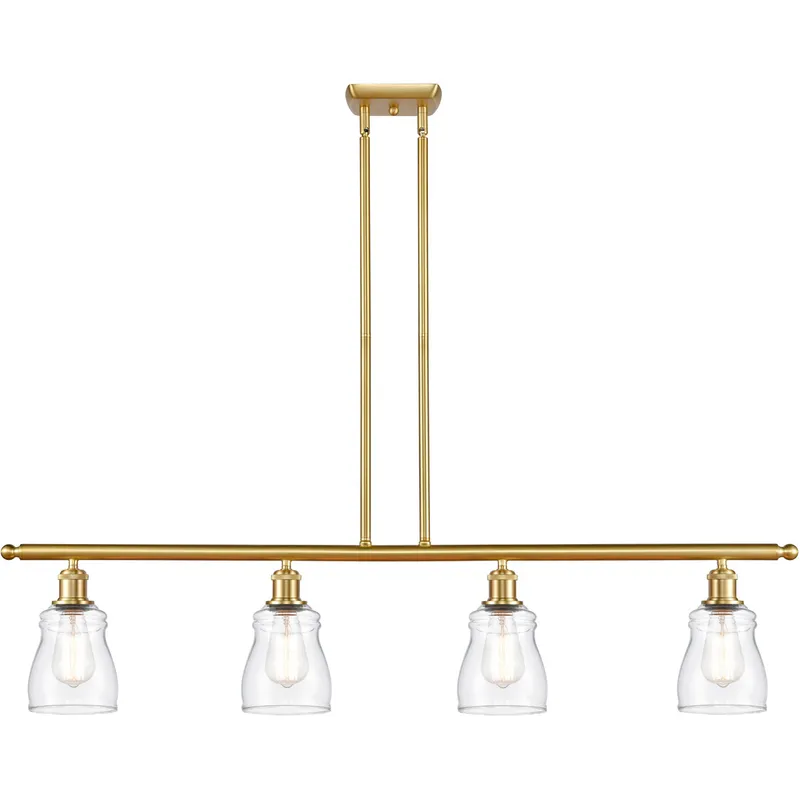 Ballston Ellery LED 48 inch Satin Gold Island Light Ceiling Light in Clear Glass, Ballston