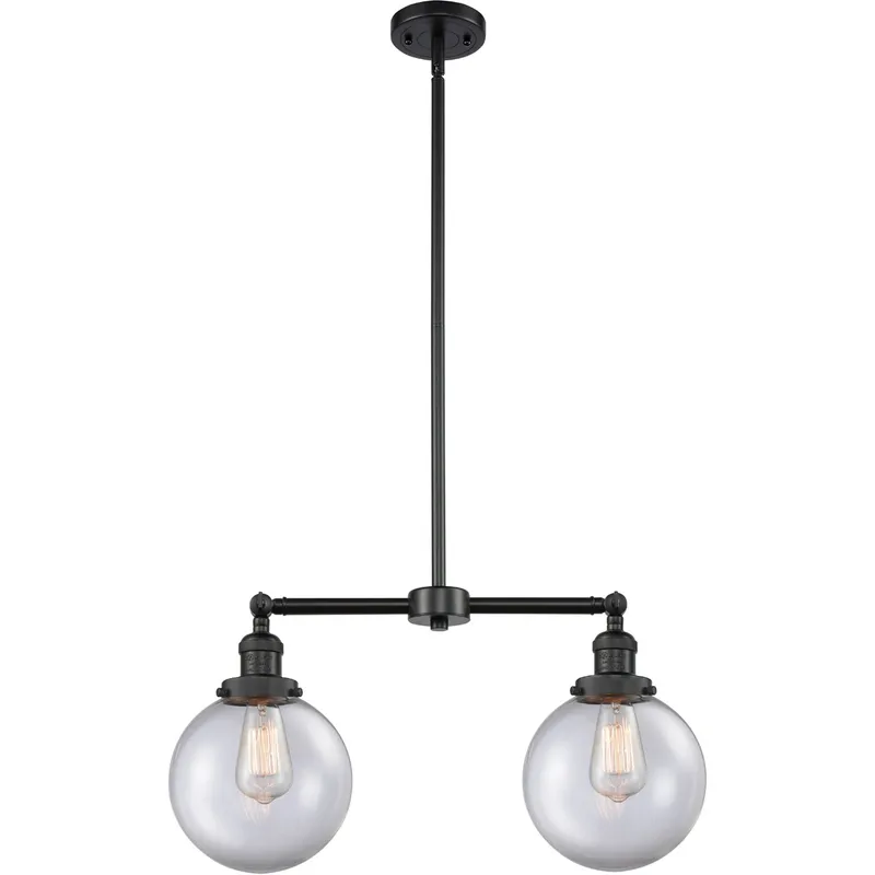 Franklin Restoration Large Beacon 2 Light 43 inch Matte Black Island Light Ceiling Light in Clear Glass, Franklin Restoration
