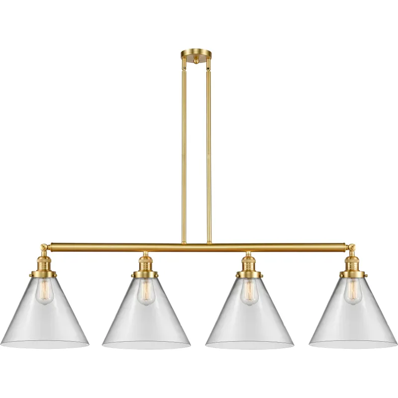 Franklin Restoration X-Large Cone LED 56 inch Satin Gold Island Light Ceiling Light in Clear Glass, Franklin Restoration