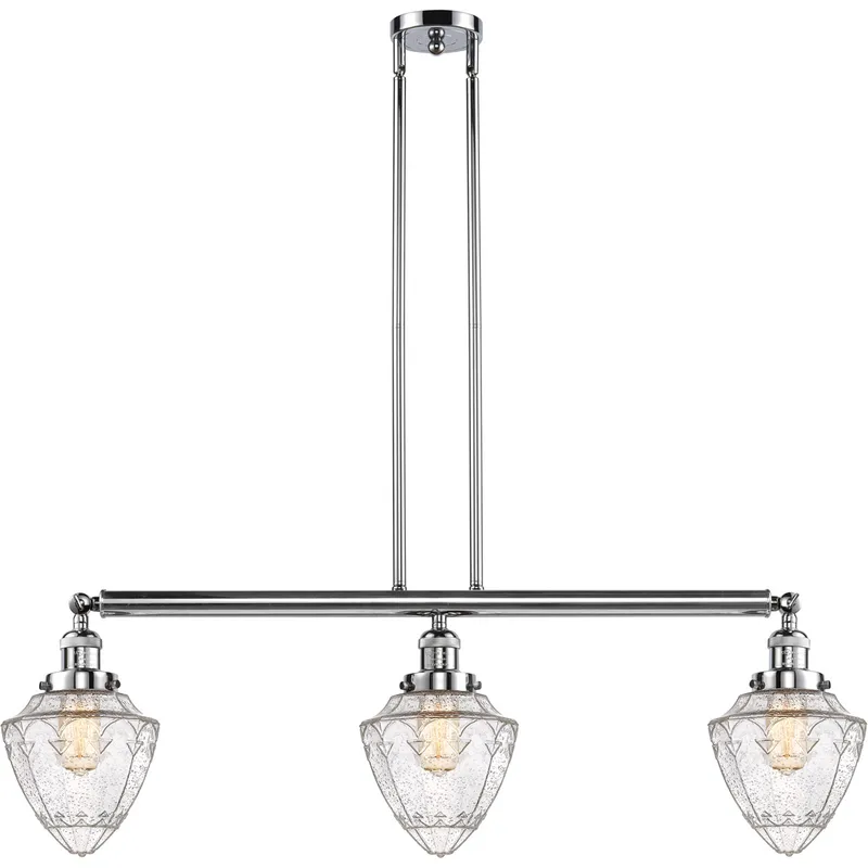 Franklin Restoration Bullet 3 Light 38 inch Polished Chrome Island Light Ceiling Light in Seedy Glass