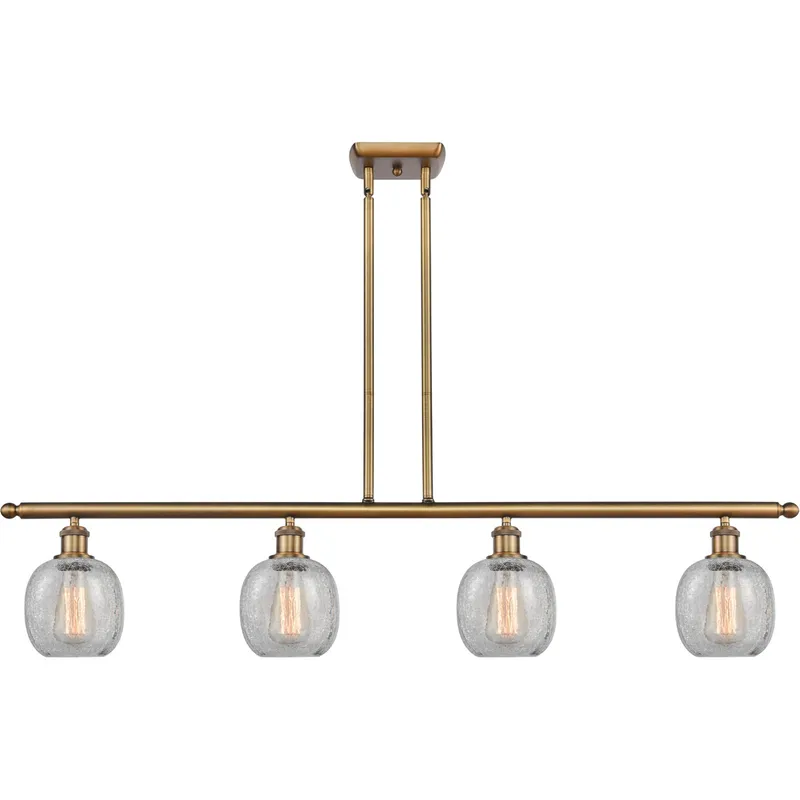 Ballston Belfast 4 Light 48 inch Brushed Brass Island Light Ceiling Light in Clear Crackle Glass, Ballston