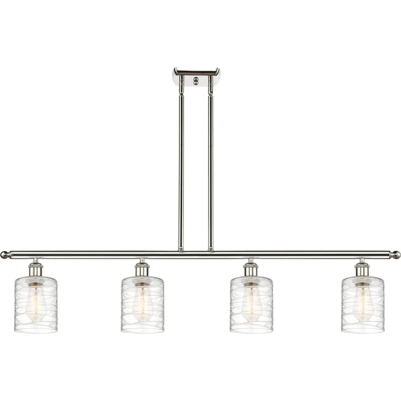 Ballston Cobbleskill LED 48 inch Polished Nickel Island Light Ceiling Light in Deco Swirl Glass